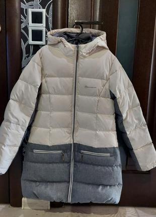 Крутая куртка, пуховик outventure молочная с серым 10-13 лет1 фото