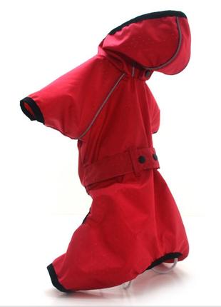 Дощовик для собак з капюшоном zoo-hunt сільвер червоний №2 35х54 см6 фото
