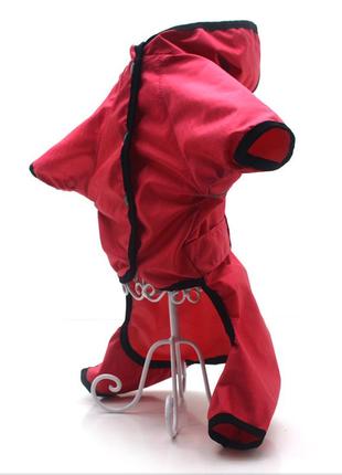 Дождевик для собак с капюшоном zoo-hunt сильвер красный №2 35х54 см5 фото