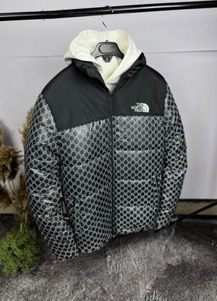 Пуховик the north face gucci | мужская черная зимняя куртка | куртка теплая на синтепухе 250