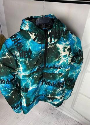 Анорак thrasher | демисезонный мужской анорак | стильная разноцветная куртка | куртка с ярким принтом1 фото