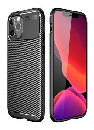 Чехол fiji ultimate carbon для apple iphone 12 pro противоударный бампер черный