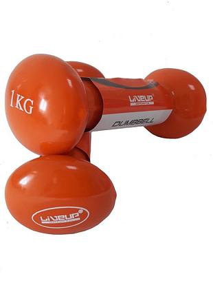 Гантелі вінілові пара liveup vinyl dumbbell egg head