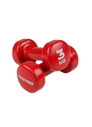 Гантель вінілова 1шт livepro studio dumbbell 3 кг red