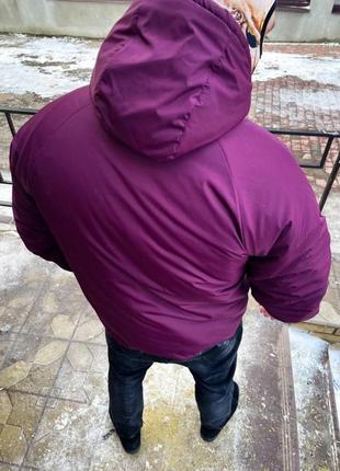 Утепленный анорак stone island | демисезонный бордовый анорак | зимняя мужская куртка на синтепухе2 фото