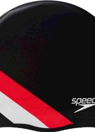 Шапка для плавання speedo rev moud silc cap au чорний, червоний діт osfm1 фото