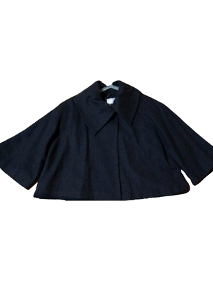 Пальто кейп oasis шерсть wool viscose темно серо-синего цвета размер 121 фото