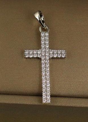 Хрестик xuping jewelry хрестик із фіанітами у два ряди 3 см сріблястий