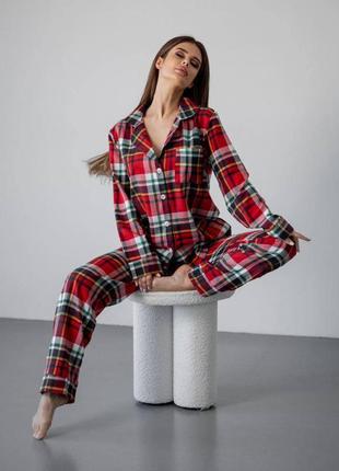 Женская пижама на байке цвет красно/желтый р.l 448961