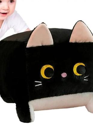 Мягкая плюшевая игрушка мультяшный квадратный кот 50 см черный2 фото