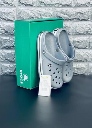 Женские шлепанцы crocs серые крокс тапочки4 фото