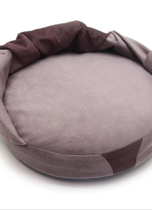 Лежак пуф с одеялом для собак и котов zoo-hunt mеджик круглый темно-рожевий №2 500х500х90 мм3 фото