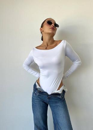 Базовый женский белый боды бикини🦋