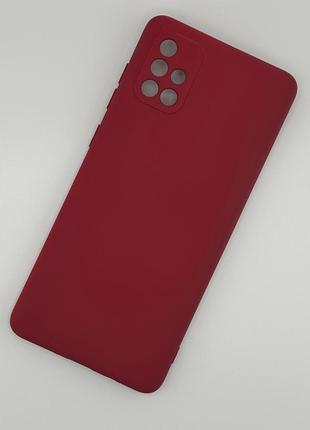 Силиконовый чехол для samsung a71 (a715) soft silicone case full малиновый (бампер)