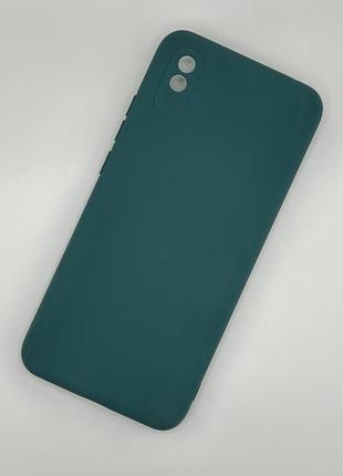 Силиконовый чехол soft silicone case full для xiaomi redmi 9a тёмно-зелёный (бампер)