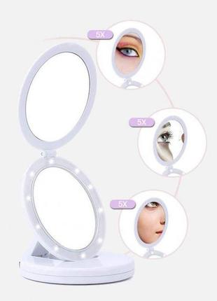 Зеркало для макияжа large mirror с led-подсветкой, светящееся зеркало для макияжа. цвет: белый