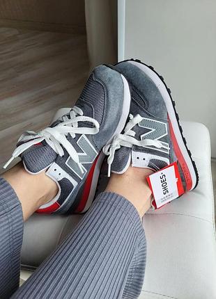 New balance 574 grey red