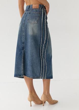 Джинсовая юбка-миди с разрезом сзади4 фото