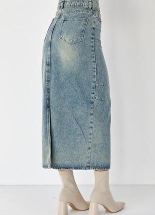 Джинсовая юбка макси в винтажном стиле3 фото
