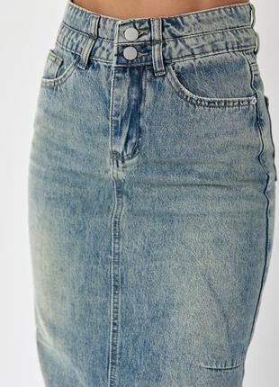 Джинсовая юбка макси в винтажном стиле5 фото