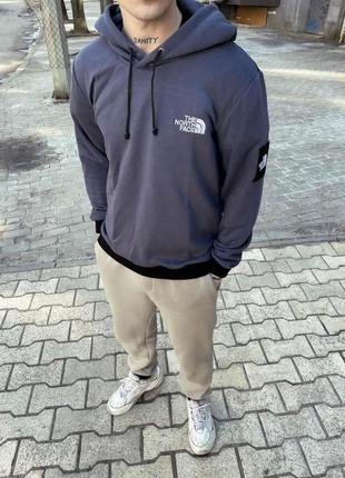 Стильний сірий осінній чоловічий худі the north face