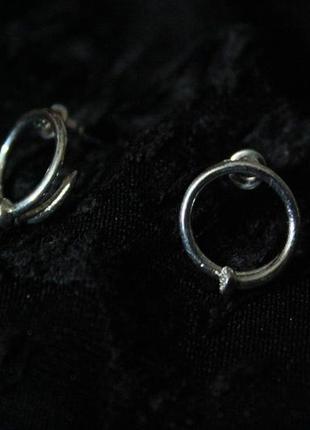 Серьги оригинальные гвоздики круглые спираль рок панк готика сережки