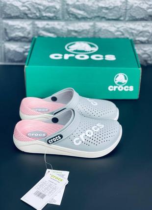 Женские шлепанцы crocs серые тапочки крокс4 фото