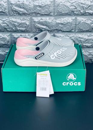 Женские шлепанцы crocs серые тапочки крокс9 фото