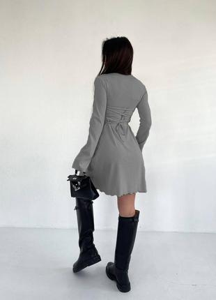 Жіноча коротка сукня рубчик s,m,l,xl чорний, беж, сірий оливка5 фото