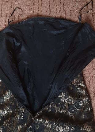 Платье кружевное вечернее коктельное ажурное миди пышное подюбник черное золот 382 фото