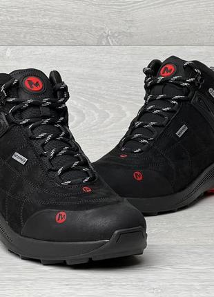 Зимові шкіряні черевики, кросівки термо, merrell gore-tex waterproof black4 фото