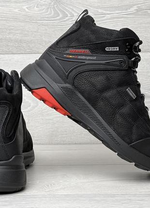 Зимові шкіряні черевики, кросівки термо, merrell gore-tex waterproof black7 фото