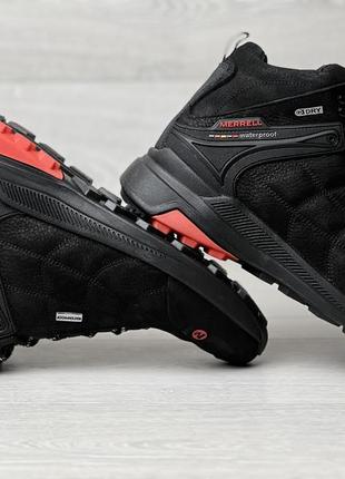 Зимові шкіряні черевики, кросівки термо, merrell gore-tex waterproof black9 фото
