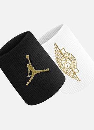 Напульсник nike jordan jumpman x wings wristbands 2 pk білий, чорний уні osfm