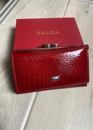 Лаковий червоний гаманець на магнітах balisa6 фото