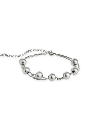 Браслет серебряный с шарами без вставок, размер 16 см x 0,1 см, вес: 5.32 г
