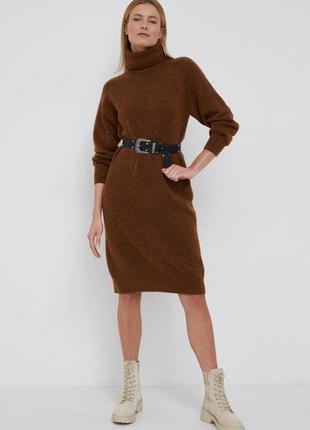 Длинное шерстяное платье свитер оверсайз с высоким горлом vero moda