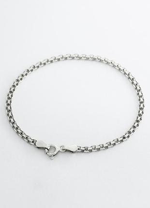 Срібний браслет із плетінням бісмарк, розмір 17 см x 0,45 см