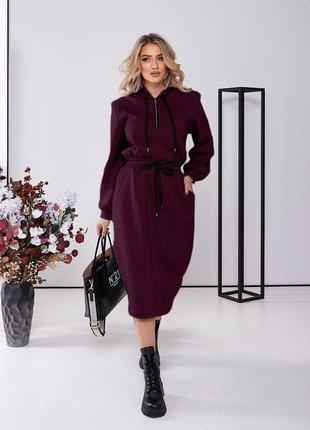 Платье костюм миди батал кофта на короткой молнии с капюшоном рукав манжет юбка прямая талия на резинке карманы декор шов ткань трехнить