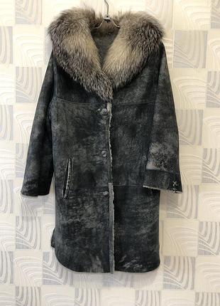 Дублянка натуральна овчина песець комір