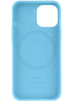Кожаный чехол leather case (aa) with magsafe для apple iphone 13 (6.1") yellow, штучна шкіра blue2 фото