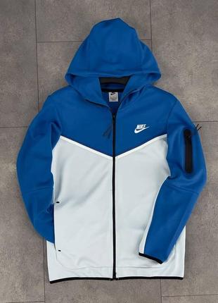 Зип-худи nike tech fleece белый-синий мужской женский