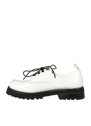 Белые кожаные туфли дерби  на подошве с протекторами cafè noir 36 37 38 39 40 розмір4 фото