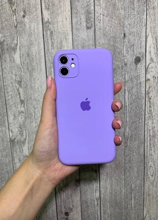 Чехол silicone case для iphone 11 с защитой камеры внутри микрофибра lilac
