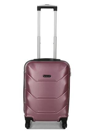 Валіза пластикова дорожня на колесах madisson розмір s ручна поклажа чемодан невеликий колір рожеве золото2 фото