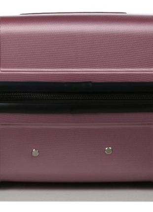 Валіза пластикова дорожня на колесах madisson розмір s ручна поклажа чемодан невеликий колір рожеве золото6 фото