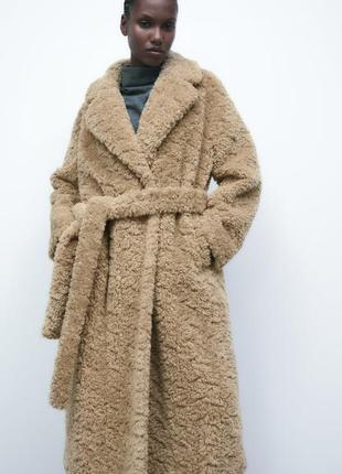 Стильное длинное пальто, шуба седди от zara, оригинал4 фото