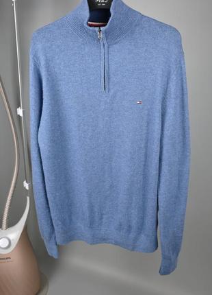 Tommy hilfiger мужской голубой гольф свитер под горло кофта размер m l2 фото