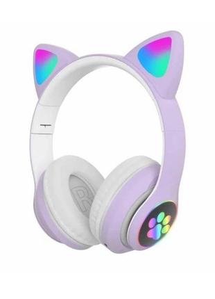 Наушники cat с кошачьими ушками aks-28 bluetooth сиреневые