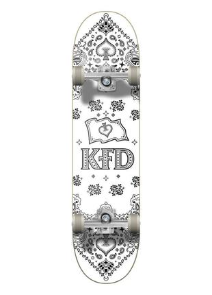 Kfd скейтборд bandana complete skateboard 8" - white (frd.037570)